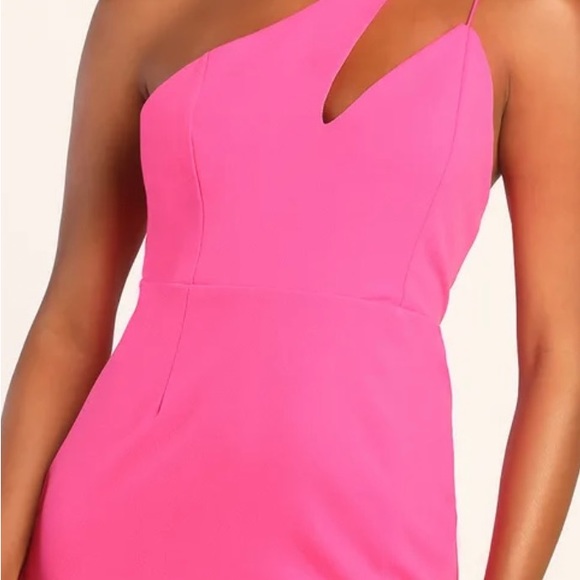NWT Lulus Poised to Party Hot Pink One-Shoulder Bodycon Mini Dress Size small - Picture 4 of 5